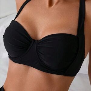 Women's Black Halter Bikini Top